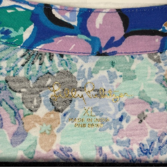 Lilly Pulitzer Aliana 3/4 Sleeve Blue Grotto Dress Twilight Tropics Size XL - Picture 4 of 9